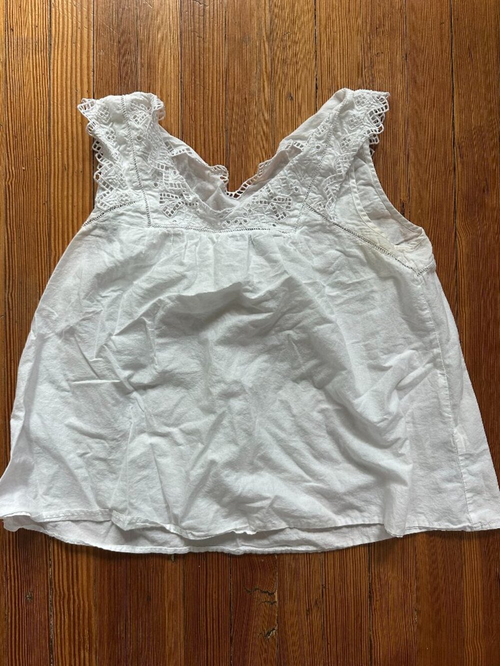 J.Crew White Eyelet Cutwork Embroidered Sleeveless V-Neck Top